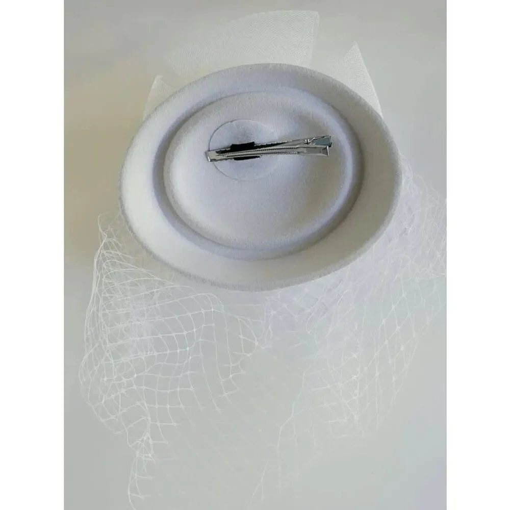 🤍 Pinup Accessory 1950s Retro Vintage Fascinator Bridal White Pillbox Veil Hat